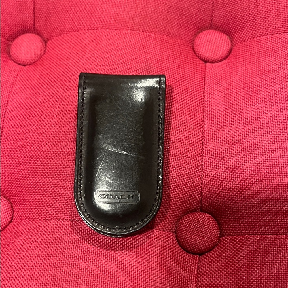 Coach Black Leather Money Clip